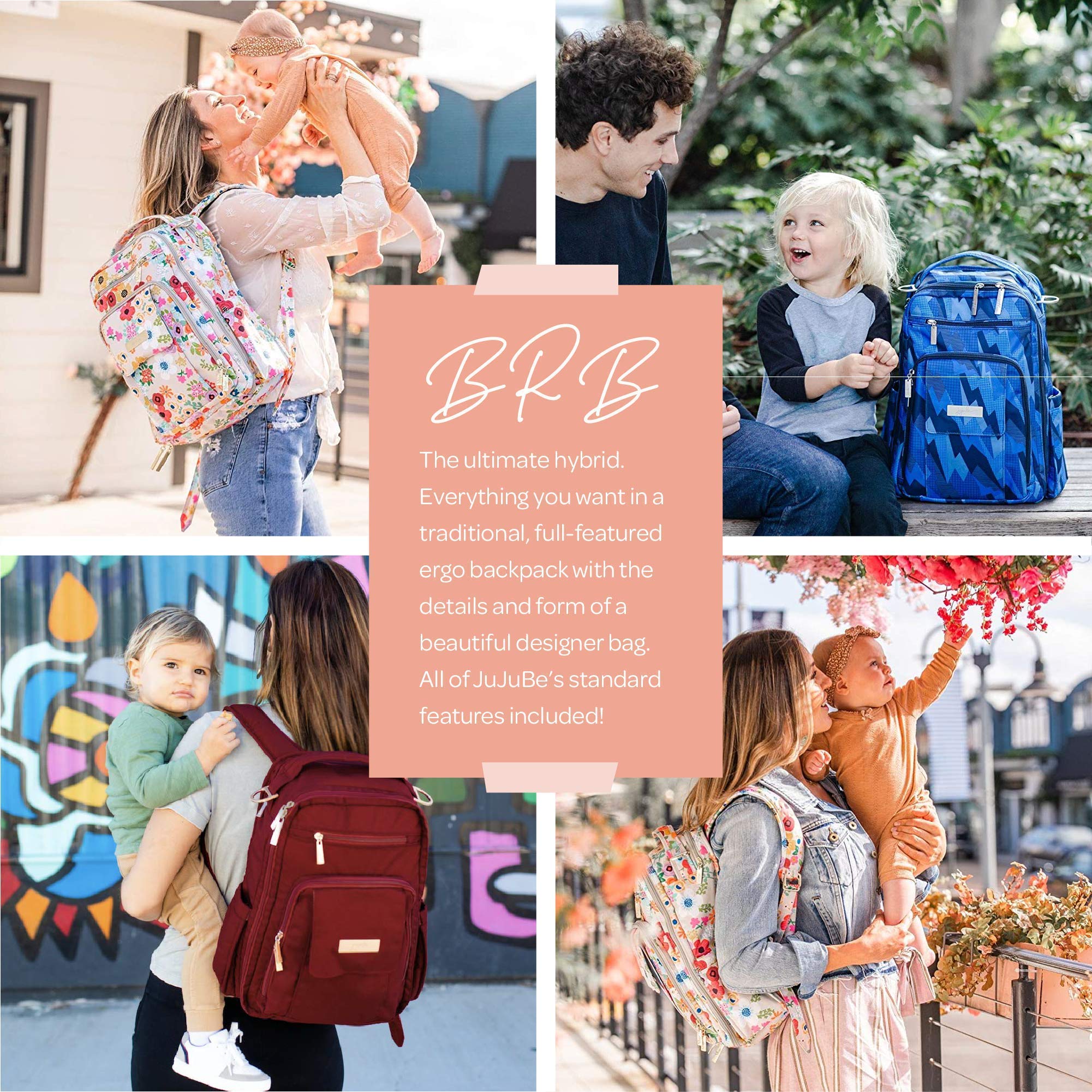 JuJuBe Be Right Back Unisex Travel Backpack, Diaper Bag with Memory Foam Changing Pad, Be Fashionably Organized Anywhere
