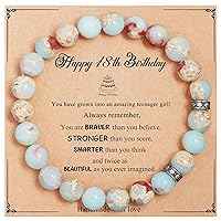 Yiyang 13th 16th 18th 21st 25th 30th 35th 40th 45th 50th 60th 65th 70th 75th 80th Birthday Gifts for Women Girls, Natural Stone Bracelet Birthday Gifts for Women Mom Daughter Grandma Sister Coworker