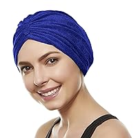 BEEMO Women’s Soft Terry Cloth Turban Head Cover with Knot or Button Head Wrap
