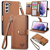 Phone Flip Case Cute Case Wallet Compatible with Samsung Galaxy S22, Premium PU Leather Flip Folio Case with Card Holders [Shockproof TPU Inner Shell] RFID Blocking Phone Case Compatible with Women Gi