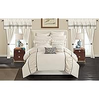 Chic Home Mayan 24 Piece Bed in a Bag Comforter Set, Queen, Off- White