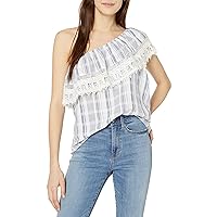 Angie Women's One Shoulder Lace Ruffle Top