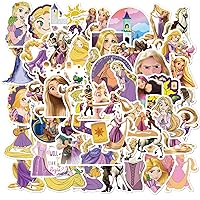 50pcs Kids Cartoon Movie Sticker for Rapunzel, Cartoon Characters Princess Stickers for Laptop Water Bottles, Guitar Car Scrapbook Skateboard,Waterproof Vinyl Tangled Stickers for Grils Teens Adults