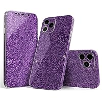 Full Body Skin Decal Wrap Kit Compatible with iPhone 14 Pro Max - Sparkling Purple Ultra Metallic Glitter