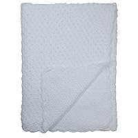 Baby Fancy Christening White Hand Crochet 100% Cotton Shawl/Blanket 34 x 30 in - Bubble
