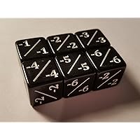 6X Negative Dice Counters Black -1/-1 for Magic: The Gathering and Other Games / CCG MTG