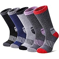 Merino Wool Hiking Socks for Womens Thermal Warm Winter Boot Crew Cushion Cozy Thick Work Gift Socks 5 Pairs
