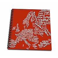 3dRose db_57515_2 Red Typography Food Map of Europe Made from Words of Local World Cuisine Dishes-Foodie Gifts-Memory Book, 12 by 12