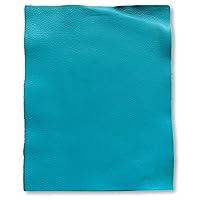Natural Grain Cow Leather: 8.5'' x 11'' Pre Cut Leather Pieces (Turquoise, 1 Piece)