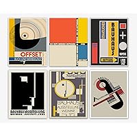 Aesthetic Wall Collage Kit Posters - Bauhaus Exhibition Posters, Set of 6 Rare German Art School Prints / Geometric Prints Mid Century Art Print & Abstract Colorful Decor & Minimalist Wall Art (16 x 20)