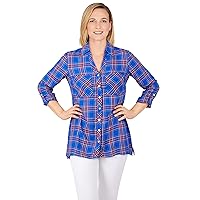 Ruby Rd. Womens Womens Petite Flannel TopBlouse