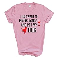 Drink Wine & Pet my Dog cute Casual Graphic Fashion Top Printed Short Sleeve t shirt