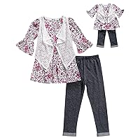 girls Tunic With Vest, Legging and Matching Doll Outfit