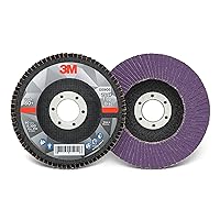3M Flap Disc 769F, Type 27, 80+, 4-1/2 in x 7/8 in, High Performance Abrasive, Ceramic Precision-Shaped Grain Grinding and Finishing Disc, Carbon Steel, Stainless Steel