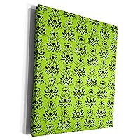 3dRose Apple Green with Black Damask Print - Museum Grade Canvas Wrap (cw_110695_1)