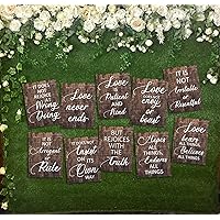 Set of 10 Wedding Aisle Signs 1 Corinthians 13 Wedding Signs Love is Patient Love is Kind Hand Painted Wood Wedding Signage Christian Bible Verse Wall Decor Wedding Housewarming Gift 16