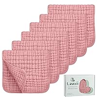 Looxii Muslin Burp Cloths 100% Cotton Muslin Cloths Large 20''x10'' Extra Soft and Absorbent 6 Pack Baby Burping Cloth for Boys and Girls (Bean Paste)