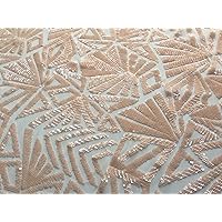 Gia Light Peach Geometric Sequins on Mesh Lace Fabric by The Yard - 10101