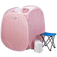 Durasage Personal Foldable Steam Sauna for Relaxation at Home, 60 Minute Timer, 800 Watt Steam Generator, Chair Included - Light Pink
