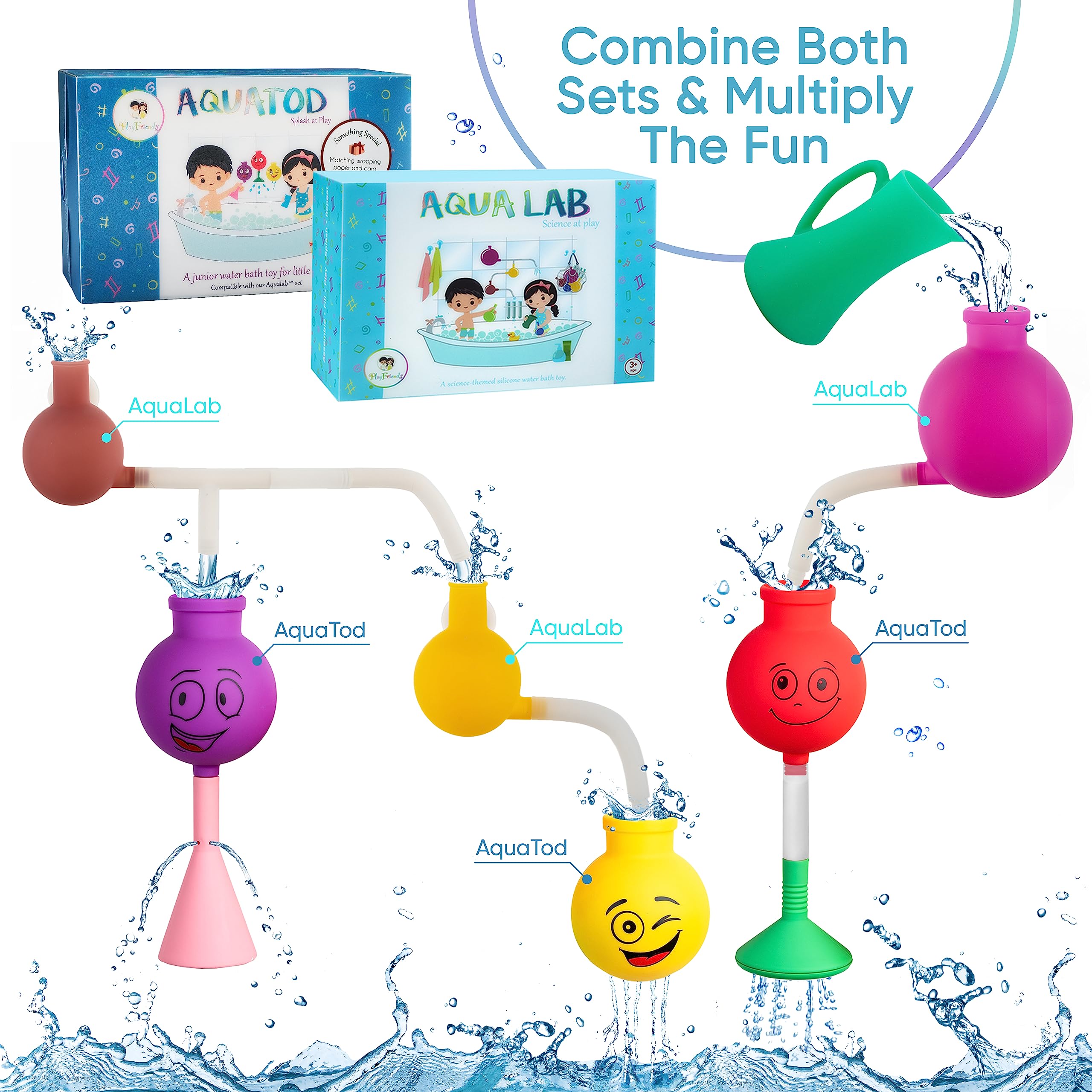 Bath Toys for Kids Ages 4-8 Years with Bathtub Toy Holder, Soft Silicone Bath Toys for Kids Ages 3-5, Bubble Bath Kids Bath Toys for Toddlers Age 2-4, Water Play Bath Tub Toys -Patented-