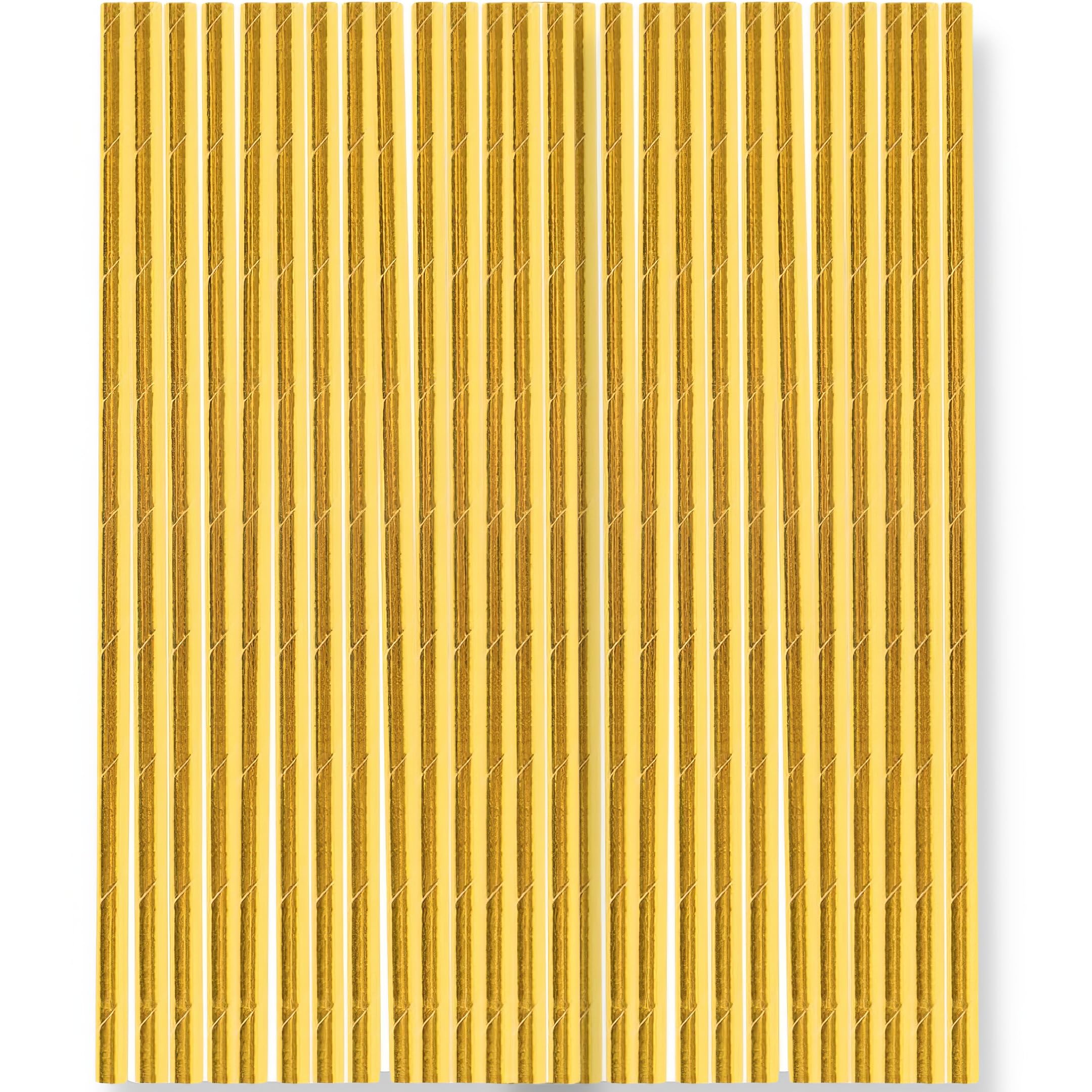 Gold Paper Straws - 24 Count | Eco-Friendly Disposable Drinking Straws for Parties & Events