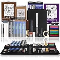 54-Piece U.S. Art Supply Drawing & Sketching Set with 4 Sketch Pads - Ultimate Artist Kit with Graphite, Charcoal, Pastels, Erasers in Pop-Up Carry Case