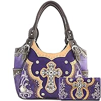 Justin West Concealed Carry Laser Cut Concho Cross Antique Embroidery Handbag