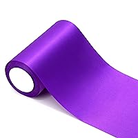 6 inch Purple Satin Ribbon, 24 Yard Long Solid Fabric Ribbon for Wedding Birthday Party Baby Shower Decoration, Gift Wrapping, Bow Making, Chair Sash, Craft, Grand Opening, Indoor and Outdoor