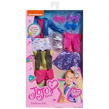 JoJo Siwa Multipack Outfits for 10-Inch JoJo Fashion Dolls, Includes 3 Outfits and 3 Bow Barrettes, Amazon Exclusive, Kids Toys for Ages 3 Up