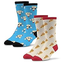 Socktastic Mens Pizza - 2 Pack Of Funny Novelty Socks, Casual Crew Fits Shoe Size 8-13, Pizza, Large US