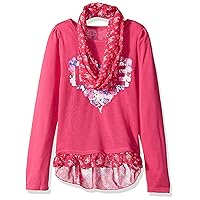 Dream Star Girls' Hacci Screen Top with Chiffon Floral Printed Scarf and Hang