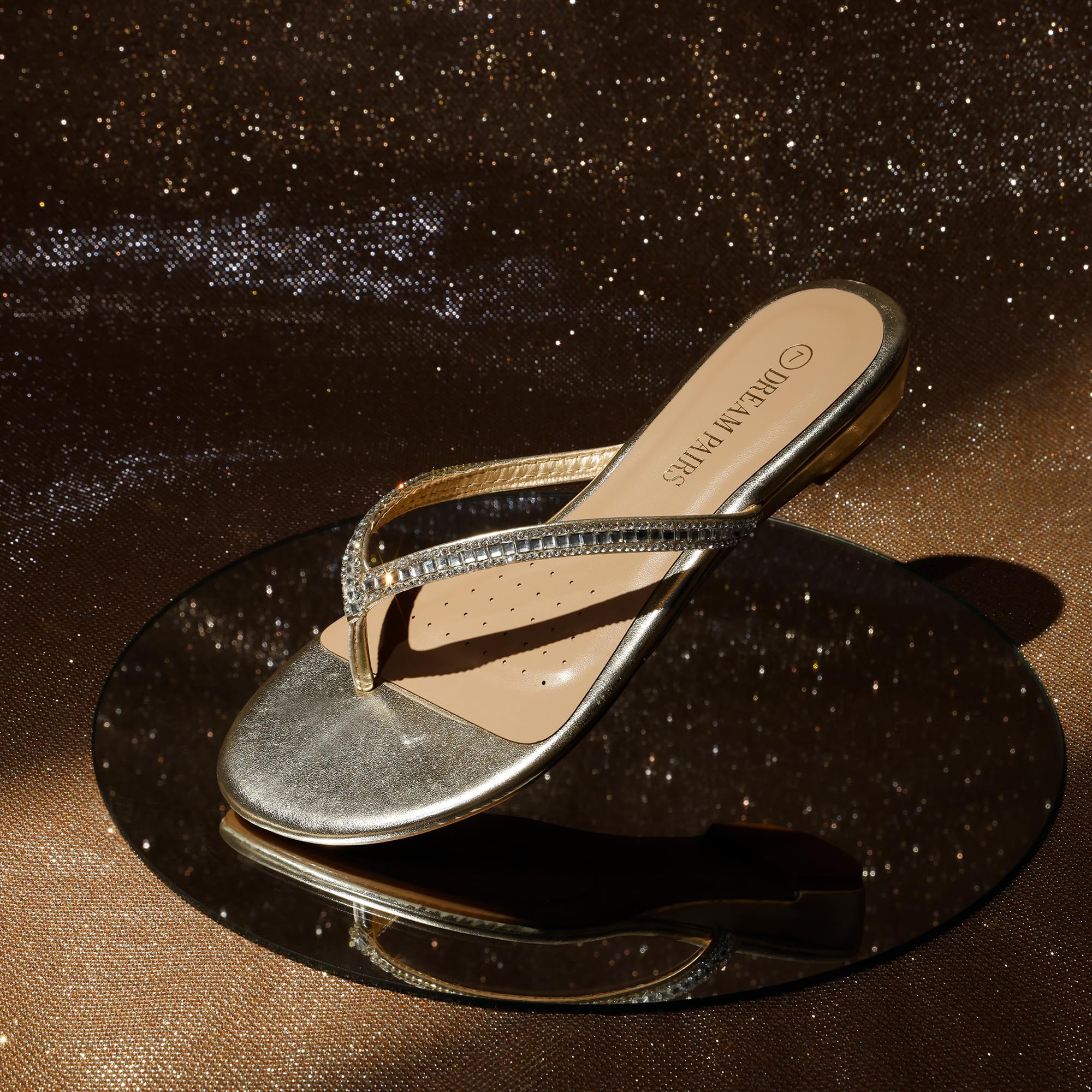 DREAM PAIRS Women's Fashion Rhinestones Design Slides Sandals