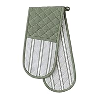 DII Double Strip Chef Kitchen Cooking & Baking Collection, Double Oven Mitt, 35x7.5, Artichoke Green