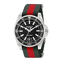Gucci Dive Stainless Steel with Striped Nylon Band Men's Watch(Model:YA136206)