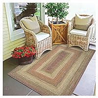Homespice Rainforest Rectangular Braided Rugs and Rustic Area Rugs 4x6', Your Choice for Pet Friendly Indoor Outdoor Rug Waterproof