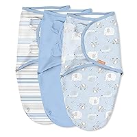 SwaddleMe Original Swaddle - Size Small/Medium, 0-3 Months, 3-Pack (Elephant Stripes) Easy to Use Newborn Swaddle Wrap Keeps Baby Cozy and Secure and Helps Prevent Startle Reflex