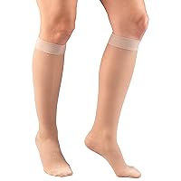 Sheer Compression Stockings, 15-20 mmHg, Women's Knee High Length, Pattern Knit, Nude, Large