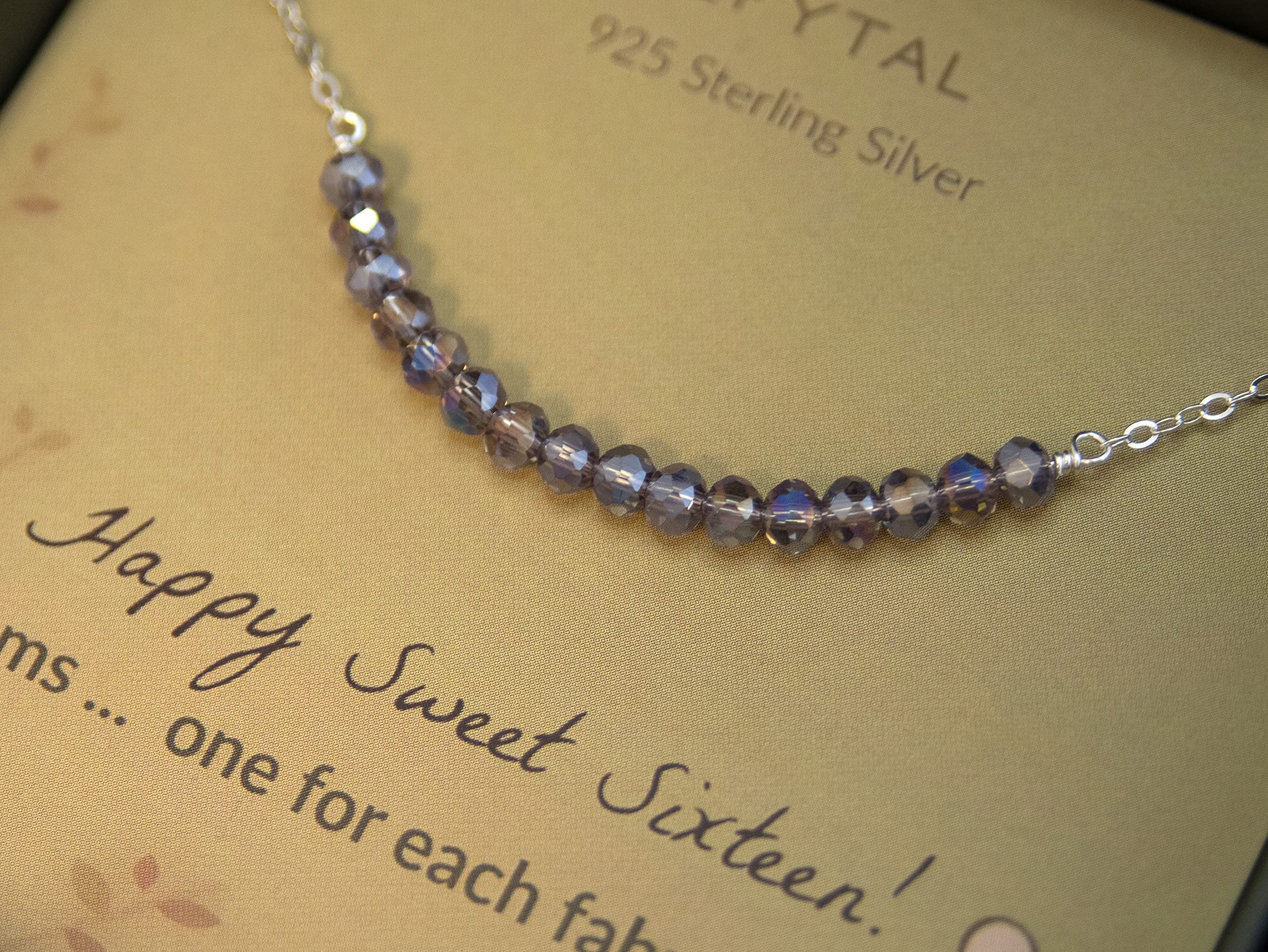 EFYTAL 16th Birthday Gifts for Girls, Sterling Silver Bead Necklace, Sweet 16 Gifts for Girls, 16 Year Old Birthday Gift Ideas, Sweet 16 Birthday Decorations