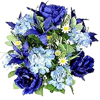 Spring Bush Artificial Hydrangea Flowers, Blue
