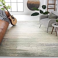 SAFAVIEH Adirondack Collection 6' Square Ivory/Sage ADR112W Modern Abstract Non-Shedding Living Room Dining Bedroom Area Rug