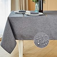 Mebakuk Rectangle Table Cloth Linen Farmhouse Tablecloth Waterproof Anti-Shrink Soft and Wrinkle Resistant Decorative Fabric Table Cover for Kitchen (Dark Grey, 60