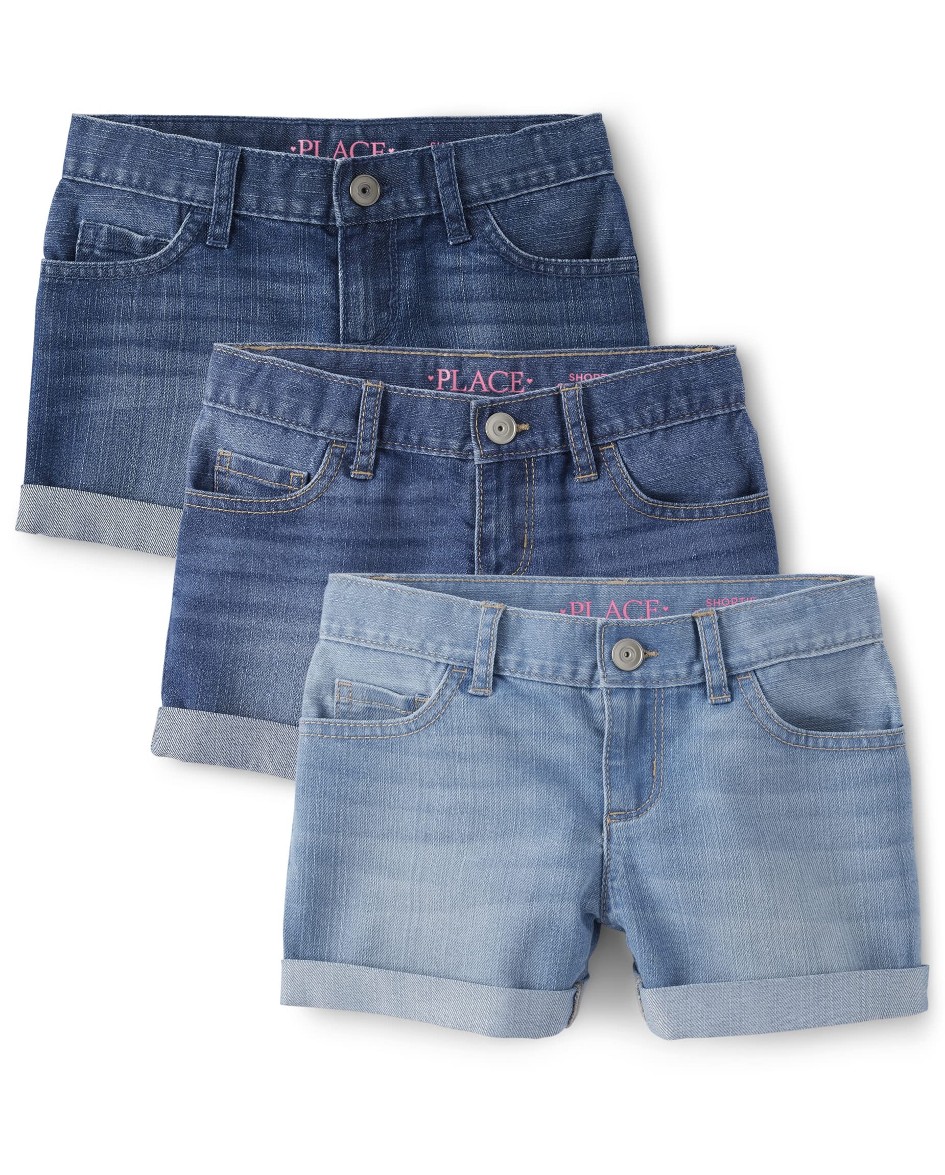 The Children's Place Girls' Roll Cuff Shortie 3 Pack