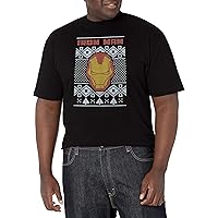 Marvel Big & Tall Classic Iron Christmas Sweater Men's Tops Short Sleeve Tee Shirt