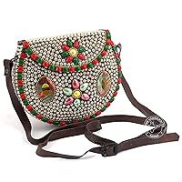 Bead Crafted Iron Handmade Women Shoulder Bag - Leather Strap - Spring Summer Sea Beach Messenger Handbag