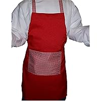 Gingham Red Deluxe Apron Kids Children Fits 2-7 Yr Olds 15x21 Inches Real Fabric 100% Poly