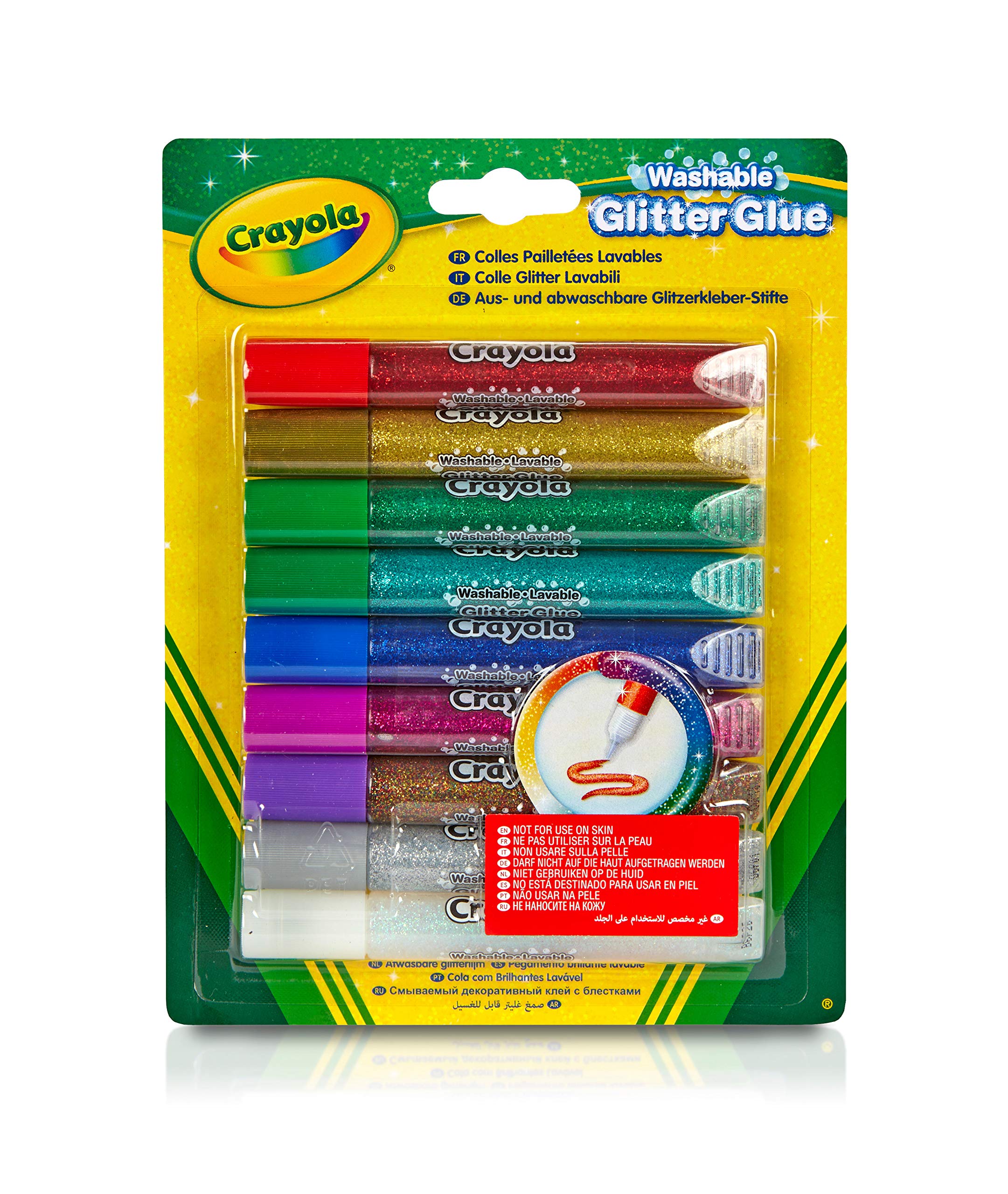 Crayola Washable Glitter Glue - Assorted Colours (Pack of 9) | Add Some Extra Sparkle to Your Arts & Crafts! | Ideal for Kids Aged 3+