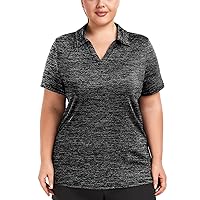 FOREYOND Plus Size Polo Shirts for Women Golf Shirts Moisture Wicking Short Sleeve Athletic Workout Tops