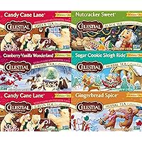Celestial Seasonings Holiday Tea Sampler Herbal Variety Pack, Caffeine Free, 18 Tea Bags Box, (Pack of 6)