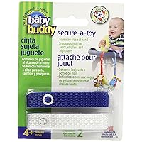 Baby Buddy Secure-a-Toy, Adjustable Pacifier and Teether Strap for Stroller, Highchair, and Car Seat, Royal White, 2 Pack