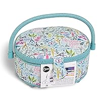 Dritz Small Sewing Supplies Filled Embroidery Basket, Blue Assorted, 9.25
